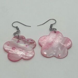 Pink Flower Shell Earrings